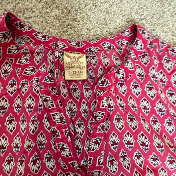 Faded Glory Tank Top Pink V-neck Patterned Light Weight Large - Picture 5 of 9